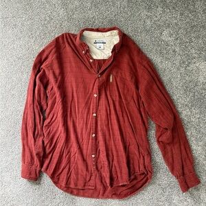 Columbia Red and Cream Plaid Button Shirt